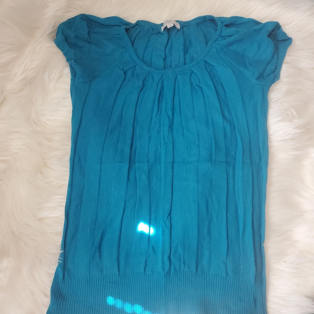 Joseph A Turquoise Short Sleeved Sweater